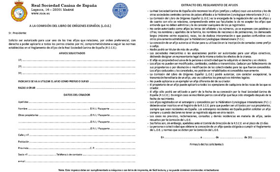 Solicitud de Afijo
